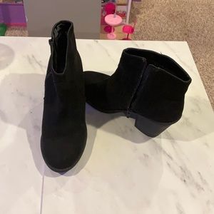 Faded Glory Black Faux Suede Ankle Boots Booties Shoes Size 7.5